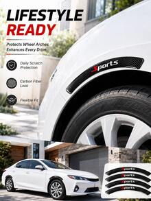 4pcs/Set Drip Glue Carbon Fiber Pattern PVC Material Car Wheel Arch Anti-Collision Strips, Carbon Fiber Appearance Fender Decorative Guard Strips, Universal Scratch-Resistant Body Protection, Car Exterior Accessories - A - View 7