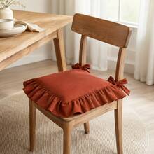 1pc "Lotus Breeze . Washed Wrinkled Seat Cushion" Pure Rice White, Four-Corner Tie Bows + Ruffle Edge Double-Layer Hemming, Double-Layer Stitching Technology, Suitable For Home Daily Use, Holiday Decoration, Outdoor Decoration, Wedding Banquet And More Best Choice (Filling Not Included) - Light Grey - View 11