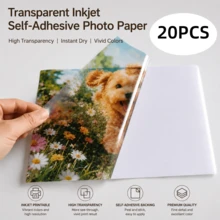 5/20/50 Hojas de Papel Fotográfico Autoadhesivo PET Transparente A4, Tamaño 210mm*297mm (8.28in*11.69in), Resistente a Arañazos y Duradero, Compatible con Impresoras de Inyección de Tinta/Láser, Adecuado para Hacer Fotos, Manualidades y Pegatinas - transparente - Ver 9