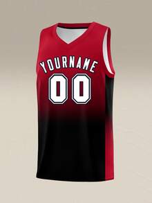 Camisetas de Baloncesto Personalizadas para Equipos, Nombre y Número Personalizables para Deportes - Rojo - Ver 3