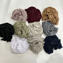 夏季亮面百褶頭巾，輕盈半透明幻彩光澤穆斯林希賈布，波浪荷葉邊涼感披肩 - 純色 - 查看 12
