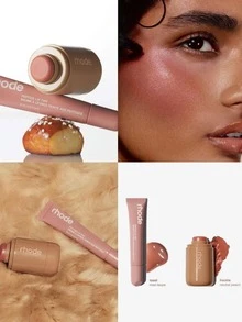 RHODE Set de bálsamo labial Hailey de 3 piezas (incluye delineador de labios, bálsamo labial y rubor). Set de maquillaje. Set de brochas de maquillaje de regalo promocional (6 brochas). Rubor portátil, delineador de labios con péptidos, brillo labial con péptidos. Maquillaje e hidratación para rostro y labios. - pecas+tostada - Ver 2