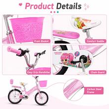 Random Color 16-Inch Casual Bicycle, Front Storage Basket And Rear Backrest Pedal Bike, Carbon Steel Frame, Suitable For Easy Riding - Multicolor - View 7