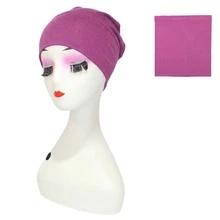 CONFLASS 1 pièce Bonnet de base pour femme, couleur unie violette et multicolore, bonnet intérieur pour hijab musulman, hijab en modal, hijab arabe, hijab élastique islamique, bonnet tricoté de couleur unie, bonnet de sport, bonnet, bonnet pour dreadlocks - Multicolore - Voir 13