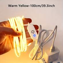 LQHZMYY Tira de luz LED COB alimentada por USB - Tira de luz LED flexible y plegable, USB Plug And Play, interruptor regulador táctil, adecuada para el hogar, bodas, cocina, gabinete, iluminación bajo el gabinete - Compatible con computadora, tableta, puertos USB de banco de energía y decoración del hogar - tocar - Ver 19