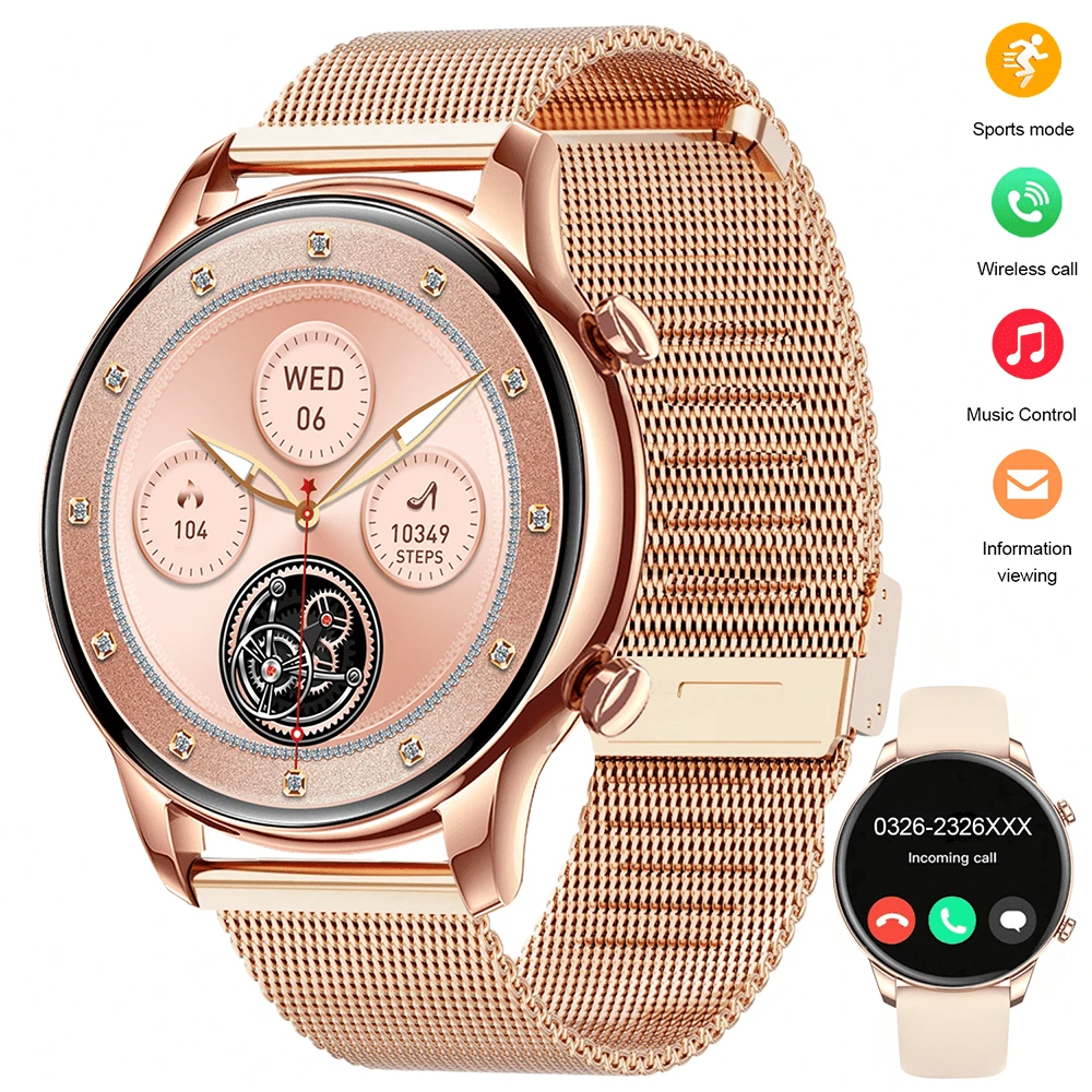 1.53" Round HD Display, Women's Smart Watch With Wireless Calling, Remote Camera, Music Player, Multi-Sport Modes Fitness Tracker, Men's Smart Watch With Stopwatch, Notification, USB Charging - Multicolor - View 1