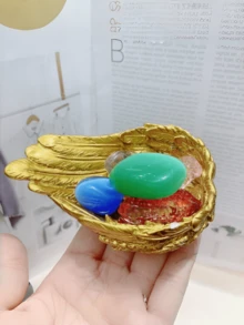 羽毛天使之翼水晶球展示架 | 珠寶收納裝飾，適用於書桌與梳妝台，居家臥室展示架 - 彩色 - 查看 8