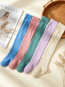 5 paia di collant tinta unita macaron per ragazze, collant base versatili per gonne tutù da principessa, primavera e autunno - Multicolore - Visualizzare 2