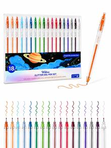 Wrritove 12/18/36pcs Retractable Glitter Gel Pens Set, 0.7mm Fine Point Smooth Writing Sparkle Ink, Assorted Color Click Pens For Journaling, Scrapbooking, Planner Notes, Bullet Journal, Greeting Cards, School Office Supplies, DIY Decoration - Deep Starlight 12 Colors - View 11