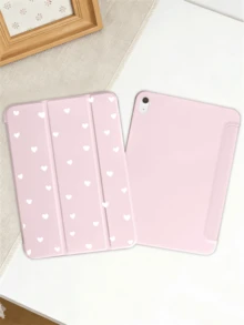 Heart-Shaped Minimalist Pattern Tablet Protective Case, Compatible With IPad 7/8/9/10th Gen/Pro 11/11th Gen (A16) 2025, Galaxy Tab S6 Lite/Galaxy Tab A11+ 2025, Soft Shockproof Protection, Supports Smart Stand/Auto Wake/Sleep Function - Pink - View 1