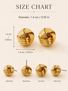 1 Pair Iron 3D Twisted Knot Ball Stud Earrings For Women - Knot - View 9