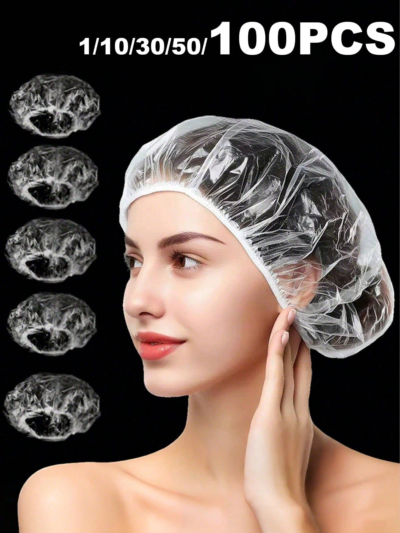 1/10/30/50/100 buah Topi Mandi Sekali Pakai Transparan Tanpa Cuci, Topi Mandi Elastis Tahan Air, Ukuran Besar Tebal Elastisitas Tinggi, Cocok untuk Mandi dan Perawatan Rambut, Praktis untuk Perjalanan