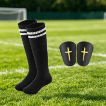 Golden Cross-Football Training Accessory Set, Long Striped Socks + Printed Pads Combination, Lightweight Outdoor Sports Accessories, Suitable For Field Training Activities - Golden Cross - View 9