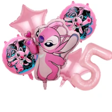 Angel Stitch Party Balloon Set, Pink Star And Round Printed Foil Balloons, Suitable For Birthday Party, Anime Theme Photo Decoration - As Shown In the Figure - View 13