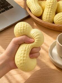 1pc Realistic Peanut Squeeze Toy, Soft Nut-Shaped Stress Relief Fidget Toy - 花生 - 查看 1