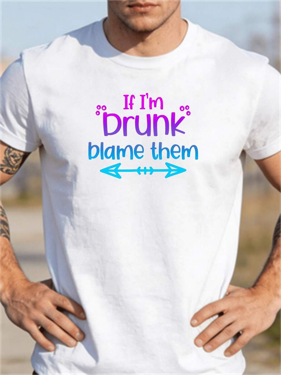 Camisetas% originales. Si estoy borracha, les doy la culpa. Camisetas divertidas a juego para mejores amigos y familiares. - Blanco - Ver 1