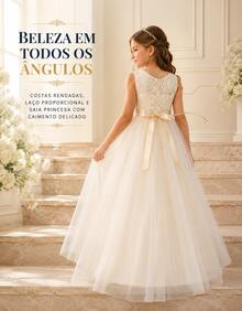 Children's Youth Long Party Dress Girl Flower Girl Bridesmaid Wedding Flower Girl Debutante Princess Miss - 3 To 16 Years - Premium Luxury - 米色 - 查看 5