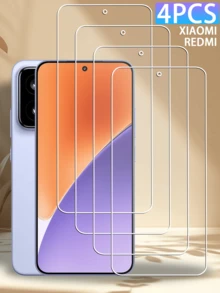 4 piezas Protector de pantalla de vidrio templado para Xiaomi, HD totalmente transparente, sin bordes ultra delgado, a prueba de explosiones, anti astillamiento, anti huellas dactilares, anti aceite, anti estática, tacto sensible, ajuste preciso, instalación fácil, película protectora con empaque duro engrosado de 1.5CM - transparente - Ver 86