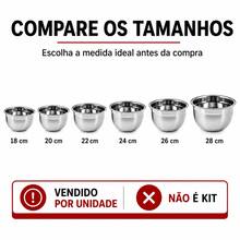 Tigela Cumbuca Bowl de Aço Inox Multiuso Sobremesa Saladeira Vasilha Pote de Cozinha Profissional Escolha o Tamanho Correto Vendido por Unidade - 26cm - Visão 7