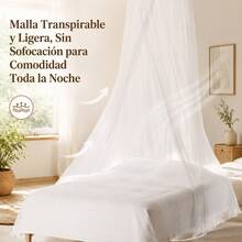 Universal Hanging Mosquito Net, Large Size For Single, Double And Queen Beds, Breathable Odor-Free Fabric, Protects From Insects, Easy To Hang. - 白色 - 查看 3