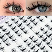 10 Pairs Glue-Free DIY Cluster Cat Eye False Eyelashes, Natural Manga Style Fine Hair Mixed Length, Reusable, Suitable For Beginners, Daily And Party Wear - View 10