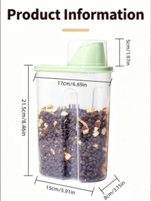 1個大容量2.5L寵物乾糧儲存罐，防塵防潮防蟲密封式貓狗零食容器，透明寵物食品桶附內建量杯與防滑把手，適合飼料與冷凍乾燥零食 - 2.5L - 查看 3