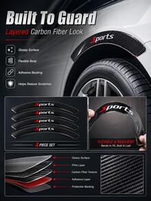 4pcs/Set Drip Glue Carbon Fiber Pattern PVC Material Car Wheel Arch Anti-Collision Strips, Carbon Fiber Appearance Fender Decorative Guard Strips, Universal Scratch-Resistant Body Protection, Car Exterior Accessories - A - View 11