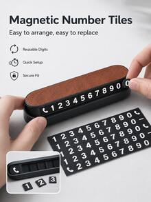 New PU Leather Temporary Parking Number Plate, High-End Car Phone Number Display Card, Hidden Design Vehicle Mobile Call Card, Premium Car Interior Decoration Accessory - A - View 6