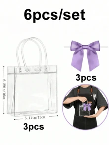 2/6/10/12/20pcs Reusable Transparent Plastic Gift Bags With Handles, PP Material With Bow Decoration, Suitable For Weddings, Bridal Showers, Birthday Parties, Baby Showers, Gender Reveal Parties, Small Businesses - Multicolor - View 13