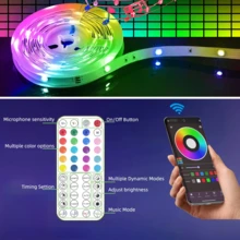 Self-Adhesive LED Light Strip, Equipped With A Remote Control And App Control, With Intelligent Dimming And Color Changing Function, Flexible RGB Light Strip, SMD 5050 LEDs, Suitable For Backlighting TVs As Well As For Decoration In Bedrooms And Living Rooms. - EU C Type Plug(220-240V) - View 2