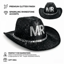 Rhinestone Western Hat Wide Brim Jazz Cap Stylish Sparkly Cowgirl Hat For Daily Life Party Stage  Holiday - Black - View 2