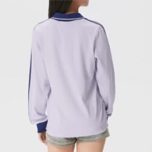 adidas originals 舒適透氣套頭薄款V領親膚長袖Polo衫女款 - 淡紫色 - 查看 2