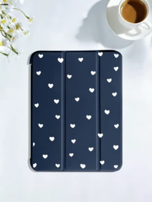 Heart-Shaped And Minimalist Pattern Tablet Protective Case, Compatible With IPad 7/8/9/10th Gen/Pro 11/11th Gen(A16) 2025, Galaxy Tab S6 Lite/Galaxy Tab A11+ 2025, Provides Soft Shockproof Protection, Supports Smart Stand/Auto Wake/Sleep Function - Navy Blue - View 3