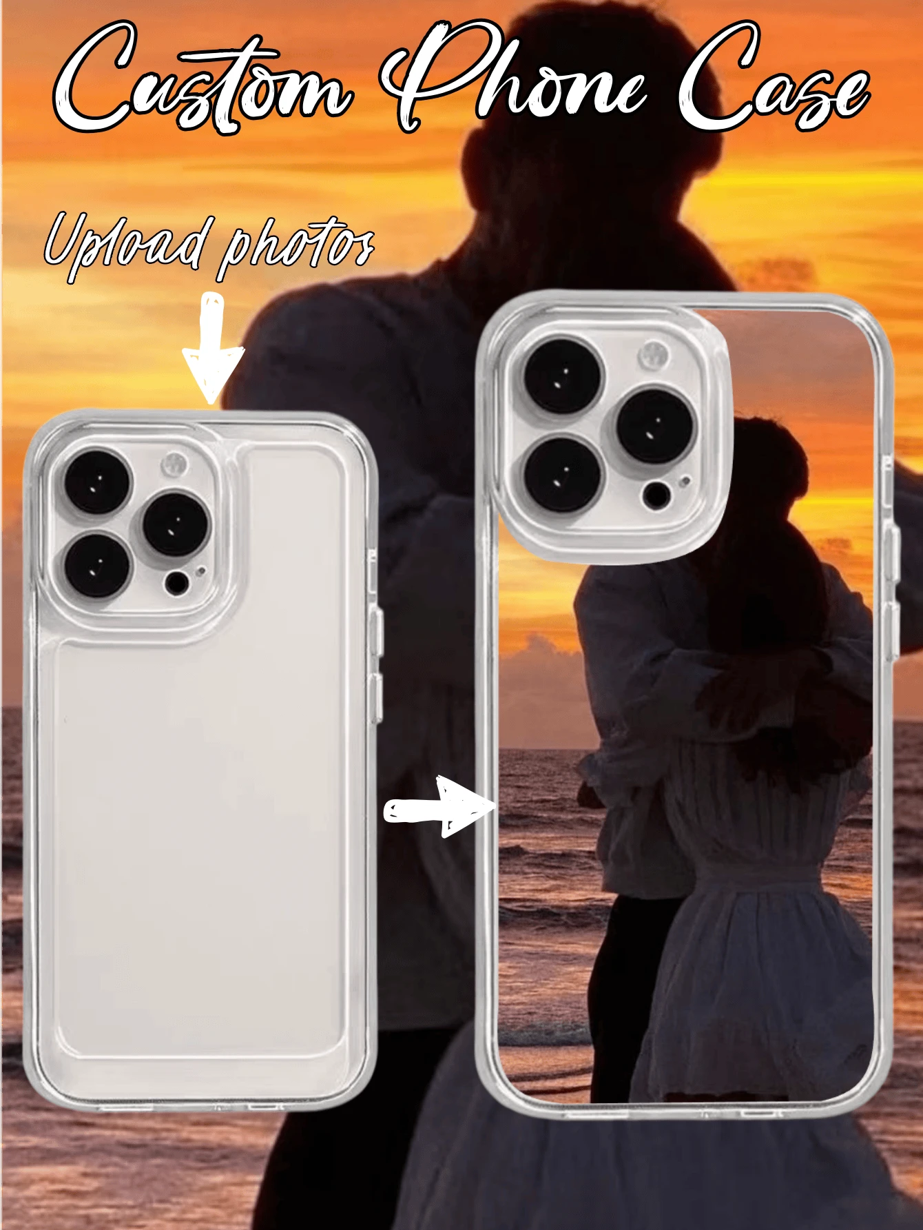 Custom Phone Case UV Printed Transparent Full Coverage Protective Shell Single Photo Style Compatible With Apple 17/17 Pro/17 Pro Max/17 Air, All Series - Valentine's Day Gift, Style Gift, Apple Phone Case, Apple 17 Pro Max Phone Case - Clear - View 1
