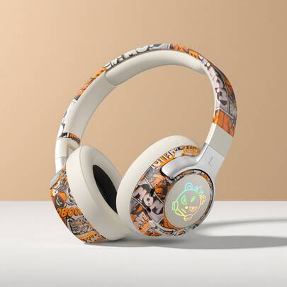 Auriculares inalámbricos Bluetooth para juegos con diseño de grafiti e iluminación LED RGB: Auriculares supraaurales con sonido envolvente 3D y graves profundos para adolescentes. Almohadillas de espuma viscoelástica, diseño plegable y ligero, 40 horas de autonomía, compatibles con PC y smartphones. Perfectos para eSports, el colegio, viajes y como regalo.