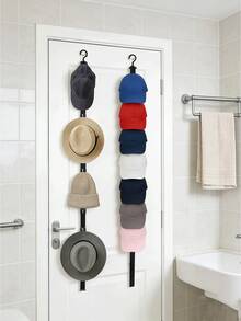 Adjustable Hat Storage Rack & Hat Organizer, Suitable For Home Closet Or Door Hat Display Rack – With 8 Hat Hooks, Wall-Mounted Design With Hooks, Keeps Hat Collection Organized, Made Of Wood And Metal, Space-Saving Closet Organizer - Multicolor - View 8