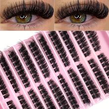 160 piezas de pestañas postizas de racimo individual D-Curl, estilos mixtos finos naturales y voluminosos, extensiones de pestañas reutilizables DIY, adecuadas para principiantes en casa - View 9