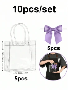 2/6/10/12/20pcs Reusable Transparent Plastic Gift Bags With Handles, PP Material With Bow Decoration, Suitable For Weddings, Bridal Showers, Birthday Parties, Baby Showers, Gender Reveal Parties, Small Businesses - Multicolor - View 15