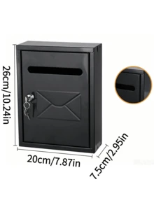 1件加厚金屬上鎖信箱，多色可選，壁掛式適用於別墅圍欄，防雨設計，用於存放報紙與信件的郵件信箱 - A - 查看 14