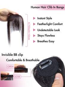Wispy Clip-In Bangs Human Hair Natural Straight Bangs Hair Pieces Real Forehead Coverage Seamless Bangs For Women Daily Commute Party Wedding Style Multi-Color Optional Reusable Dyeable Easy Apply Soft And Shiny Autumn Travel Festival Christmas - Multicolor - View 6