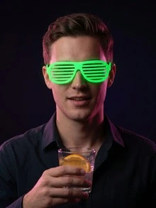 1/10/20pcs Glowing Party Theme Glasses, Disposable Paper Retro Shutter Shades, Neon Party Favors, Suitable For Birthday Party, Dance Party, Party And Music Festival, Beach Accessories, Halloween, Fluorescent UV Glasses Party Favors, Women's, Men's Glasses Accessories - Fluorescent Glasses - View 5