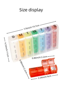 1 Pc 7-Day Pill Organizer, Portable Pill Case For Weekly Medication Storage, Compartment Boxes For Trips And Elders - Multicolor - View 9