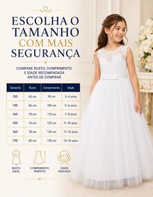 Long Dress For Children, Youth, Party, Flower Girl, Bridesmaid, Wedding, Flower Girl, Debutante, Princess, Miss, Lace With Bow, 3/4 Sleeve, Luxury - 3 To 16 Years - 白色 - 查看 2