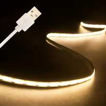 LQHZMYY Tira de luz LED COB alimentada por USB - Tira de luz LED flexible y plegable, USB Plug And Play, interruptor regulador táctil, adecuada para el hogar, bodas, cocina, gabinete, iluminación bajo el gabinete - Compatible con computadora, tableta, puertos USB de banco de energía y decoración del hogar - tocar - Ver 8