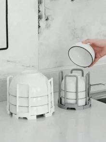 3/2/1 pieza Estante expandible para cuencos de mesa, estante de drenaje de plástico para tazas, estante de almacenamiento de cubiertos para gabinete, estante de secado de platos, estante de utensilios de cocina con estante de cubiertos y bandeja de goteo, adecuado para cocina, comedor, etc. (Gris aleatorio 2 estilos). - Multicolor - Ver 11
