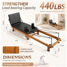 Pilates Reformer Bed For Home Gym, Adjustable Resistance Core Training Machine For Stretching, Yoga & Full Body Exercise - Multicolor - View 6