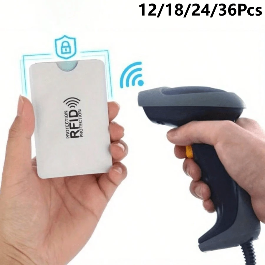 12/18/24/36Pcs Fundas para tarjetas con bloqueo RFID, portadores de papel de aluminio anti-escaneo y anti-deslizamiento, fundas para billetera y pasaporte con protección de bloqueo NFC, fundas de para tarjetas e identificaciones