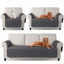 1PC Waterproof Sofa Cover With Side Pocket, Non-Slip Washable Couch Protector, Anti-Scratch Pet Couch Cover For Dogs/Cats, Suitable For 1/2/3 Seater Living Room Dark Grey - 深灰色 - 查看 1