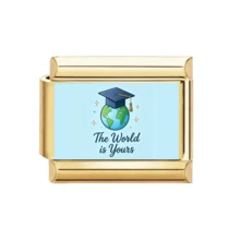 1pc Gold Tone Italian Style Graduation & Inspirational Quote Printed Pendant, English-Italian Bilingual Slogan DIY Jewelry Accessory, Suitable For Graduation Gift - Graduation Season Printing Module - View 12
