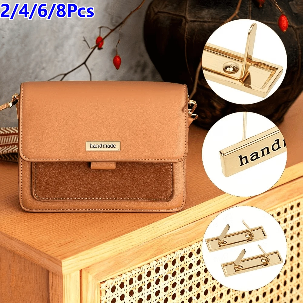2/4/6/8Pcs Handmade Metal Letter Labels, Suitable For DIY Wallets, Bags, Hats, Clothing, Sewing Accessories, Multi-Functional Rectangular Labels, DIY Wallet Making Accessories, DIY Wallet Making